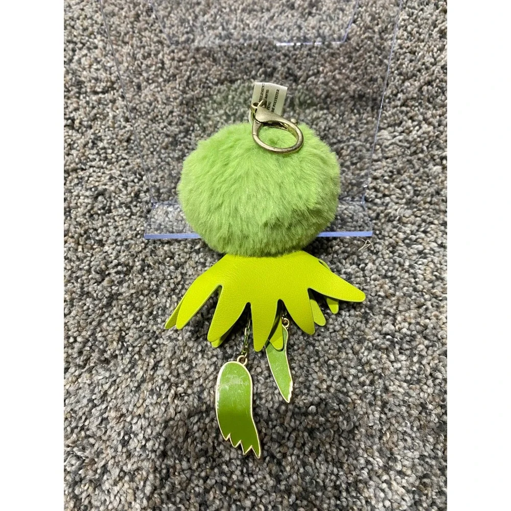 Disney Kermit the Frog Keychain OS Green Excellent Muppets Pom Pom Bag Charm